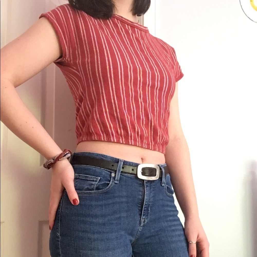 Red striped crop top